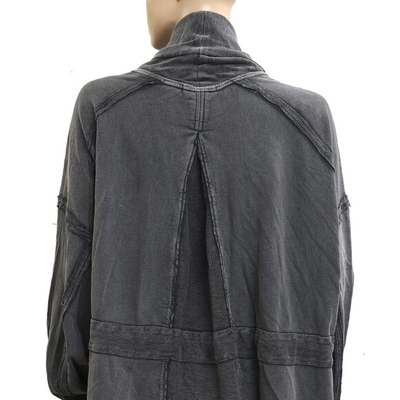 Free People Boothbay Sweatshirt Jacket Cardi Top Ventilated Oversized XS 283679 - Picture 8 of 9
